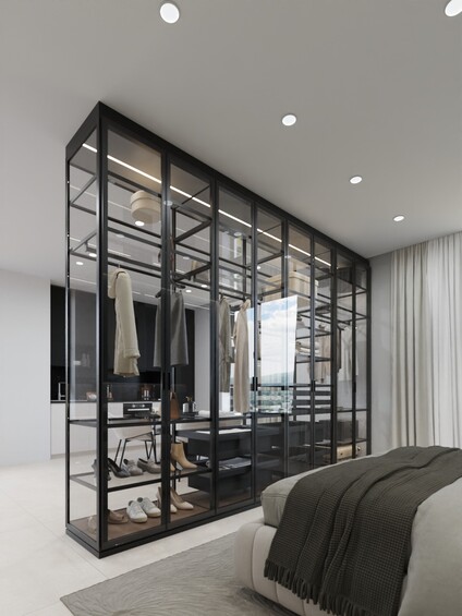 Luminar: ložnice s vlastní skleněnou galerií místo skříně. Ráno …