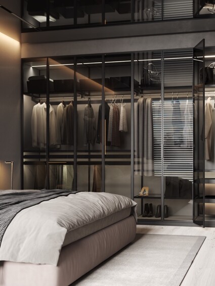 Luminar: ložnice, kde skříň zmizí a zůstane skleněná galerie. Ráno …