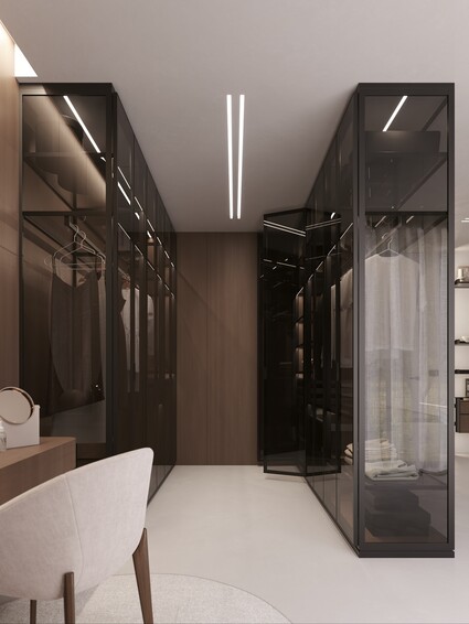 Otevřená šatna jako šperk interiéru. Luminar prosvětlí místnost, …