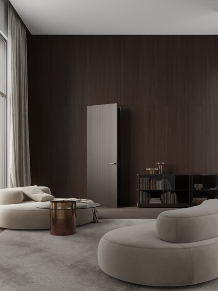 Zemité tóny. Sklo Flutes. Ticho, které zvyšuje hodnotu. Obklad …